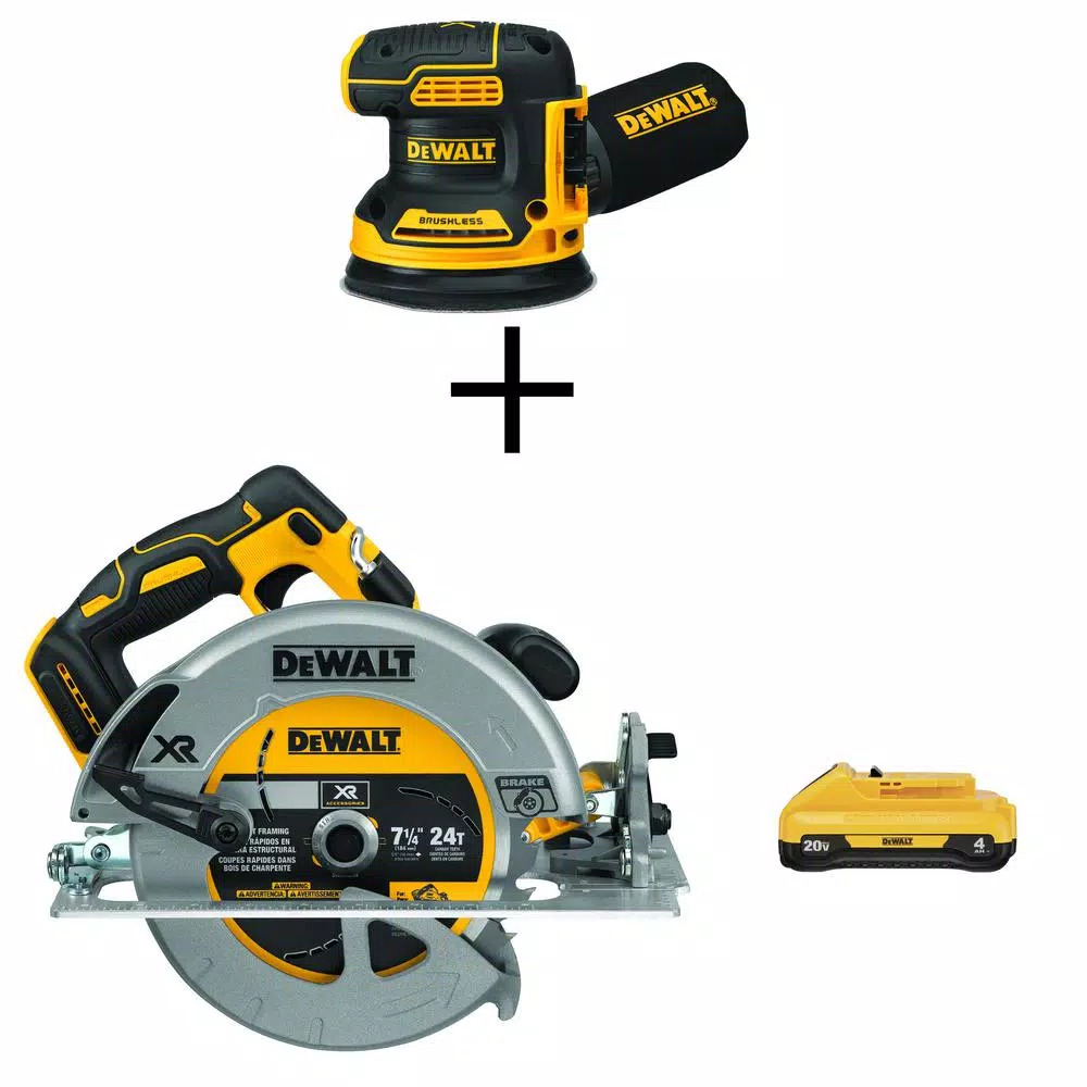 DEWALT 20-Volt MAX XR Cordless Brushless 5 in. Random Orbital Sander with 7-1/4 in. Circular Saw and (1) 20-Volt Battery 4.0Ah and#8211; XDC Depot - Mycitystee