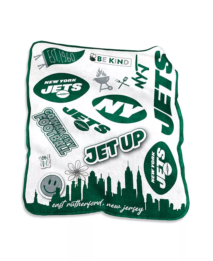 Logo Brands New York Jets 50'' x 60'' Native Raschel Plush Throw Blanket - Mycitystee