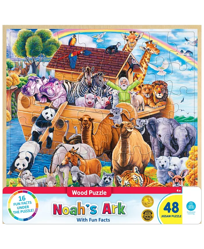 MasterPieces Puzzles Wood Fun Facts - Noah's Ark Wood Puzzle 48 Piece Kids Puzzle - Mycitystee