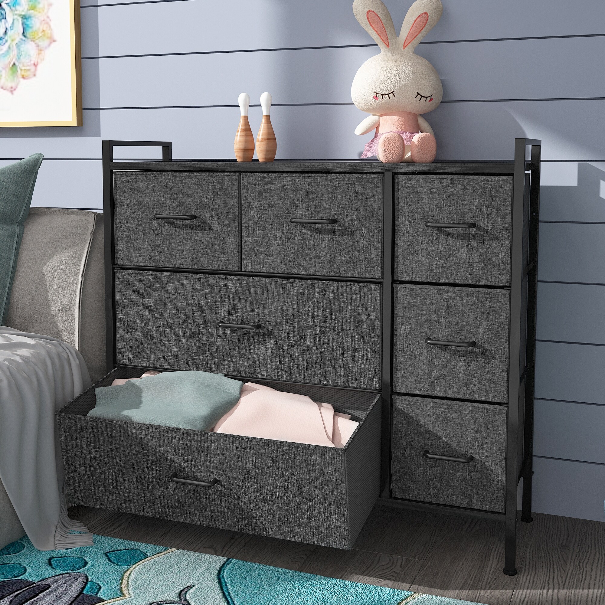 Modern Fabric 6 Drawers Chest Dresser - - 37522438 - Mycitystee