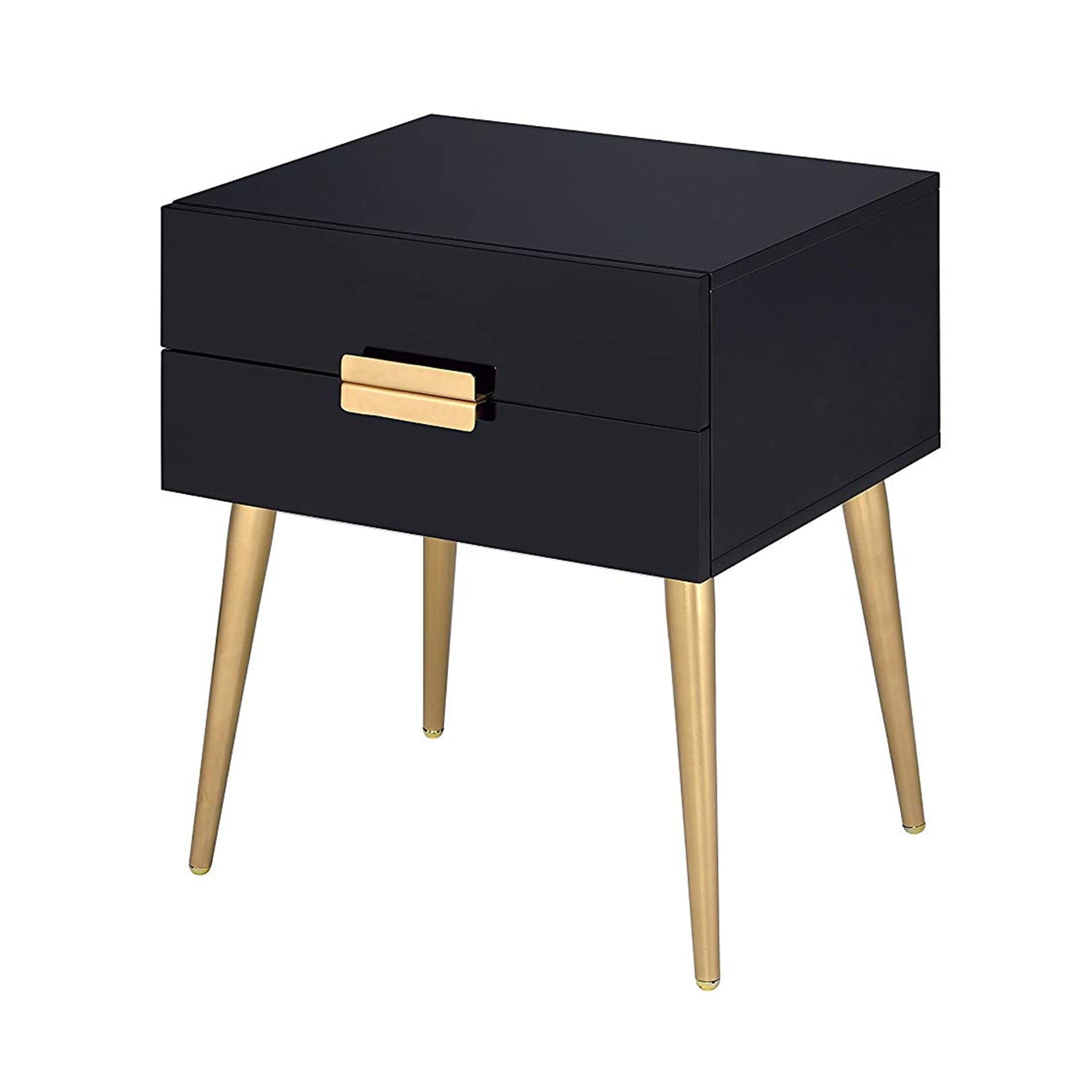 Denvor Square End Table with Drawers， Black and Gold - Mycitystee