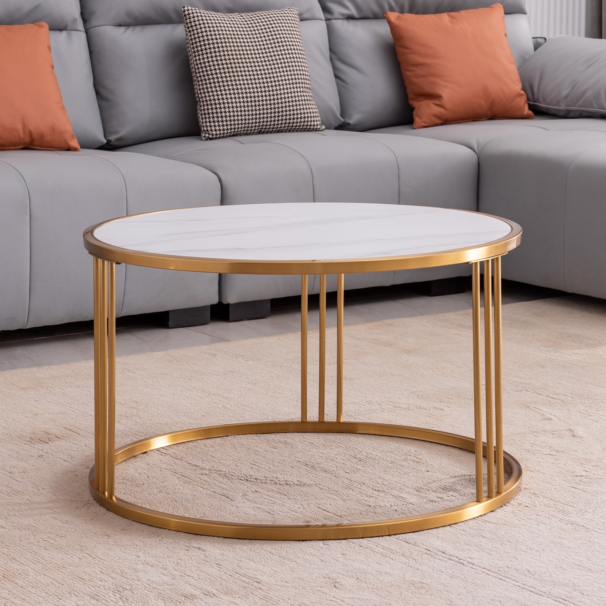 Golden stainless steel frame coffee table - Mycitystee