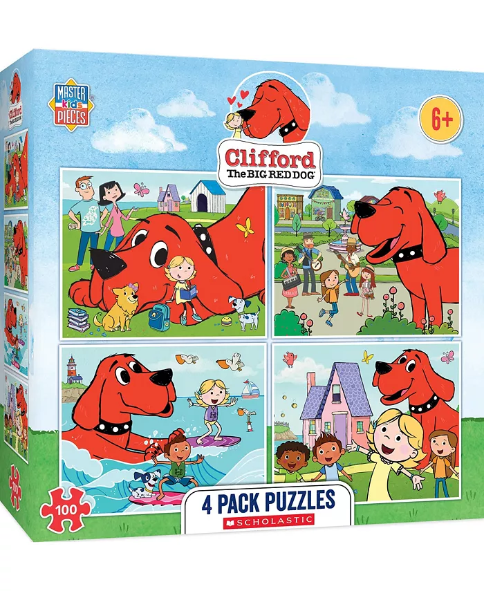 MasterPieces Puzzles Kids Puzzle Set - Clifford 4-Pack 100 Piece Jigsaw Puzzles - Mycitystee