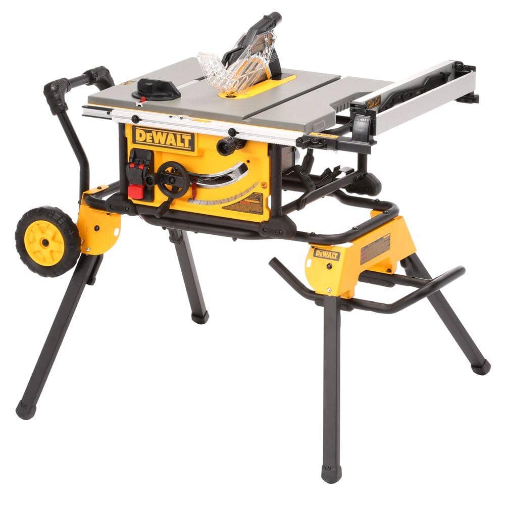 DEWALT 15 Amp Corded 10 in. Job Site Table Saw with Rolling Stand DWE7491RS - Mycitystee