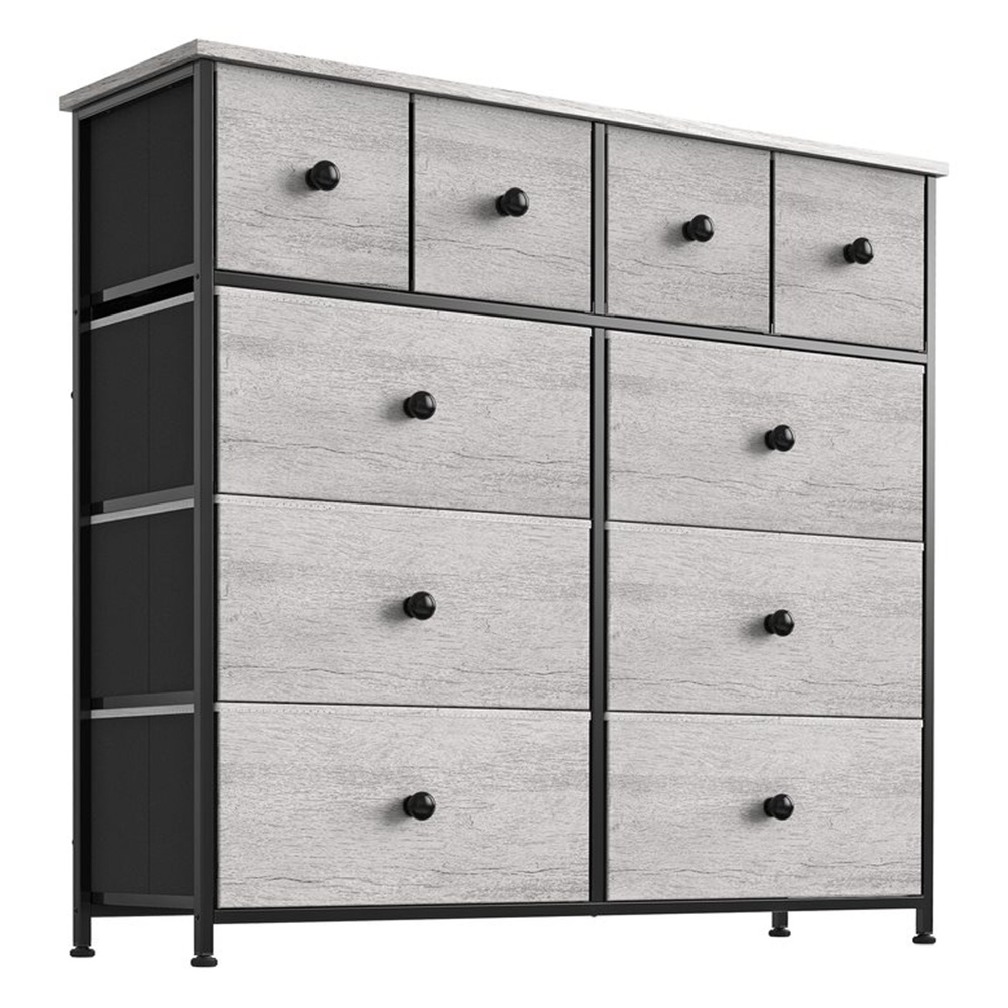 REAHOME 10 Drawer Steel Frame Bedroom Storage Organizer Dresser， Dark Taupe - - 36792225 - Mycitystee