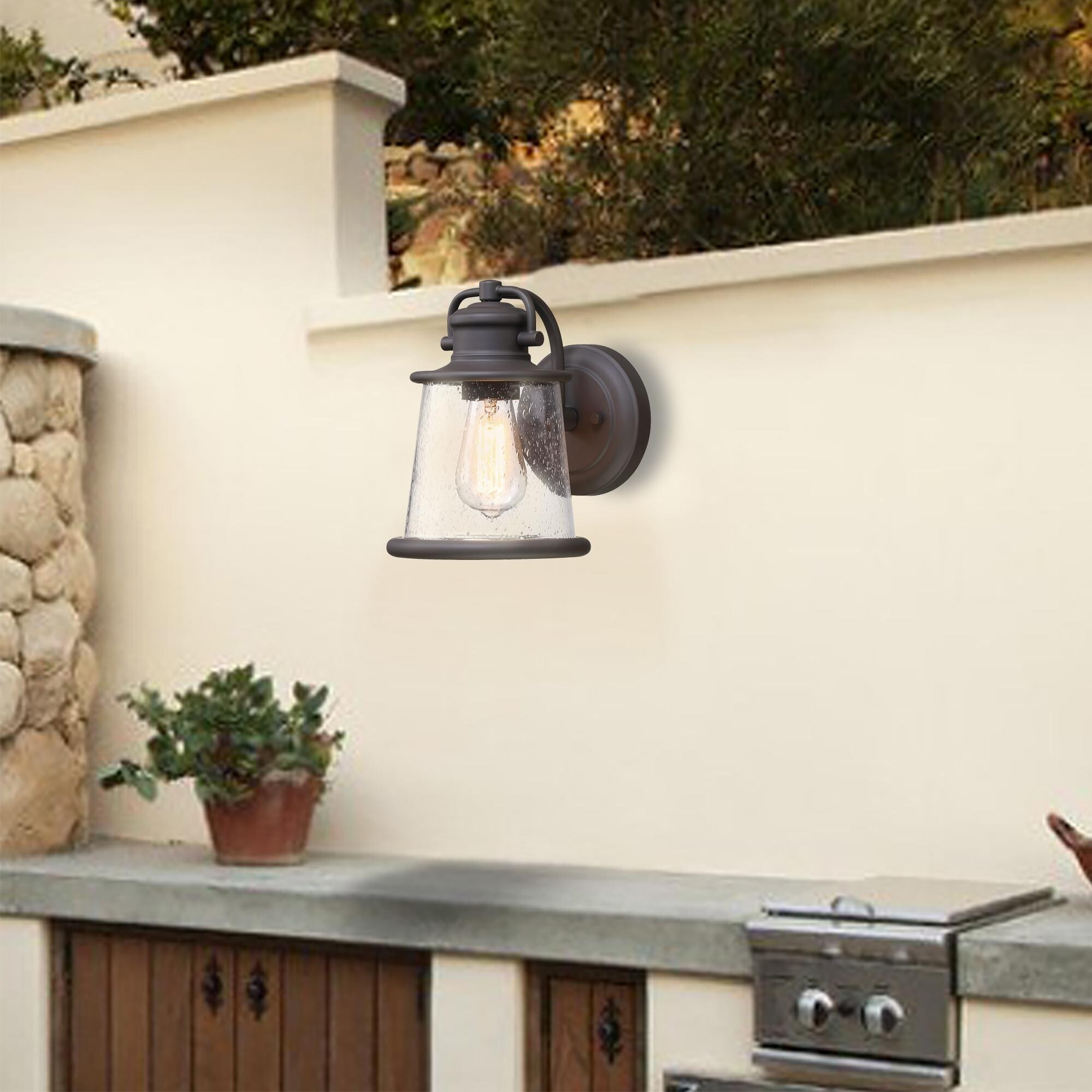 CC 1-light outdoor wall light with black finish and?seeded glass Shopping - The Best Deals on Outdoor Wall Lanterns | 39858983 - Mycitystee