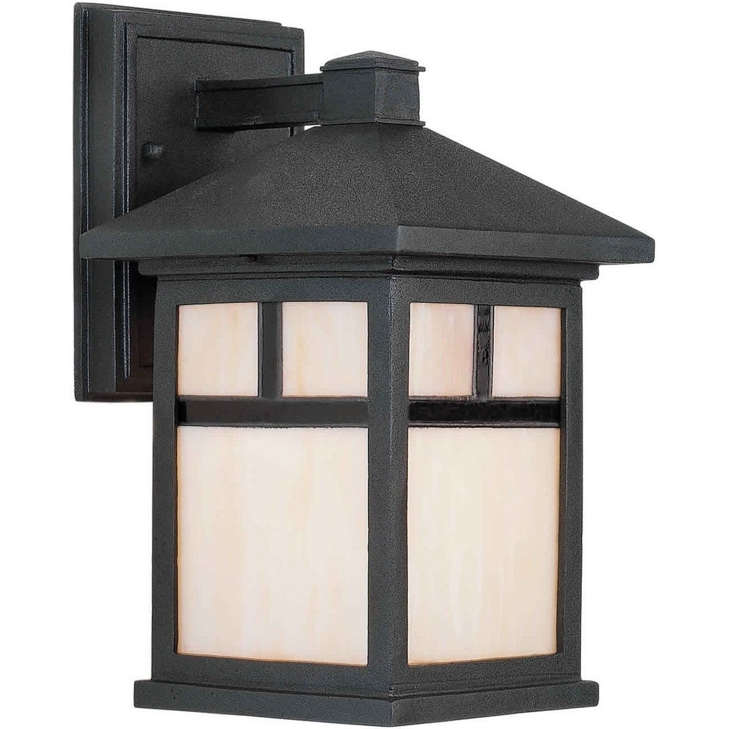 1-Light Black Outdoor Wall Lantern with Honey Glass Panels Shopping - The Best Deals on Outdoor Wall Lanterns | 33520400 - Mycitystee