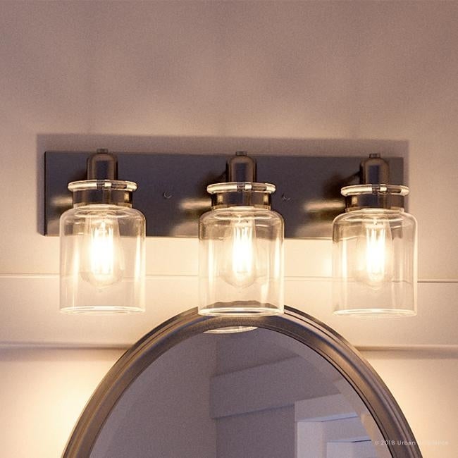 Luxury Modern Farmhouse Brushed Nickel Bathroom Vanity Light - 8-5/8