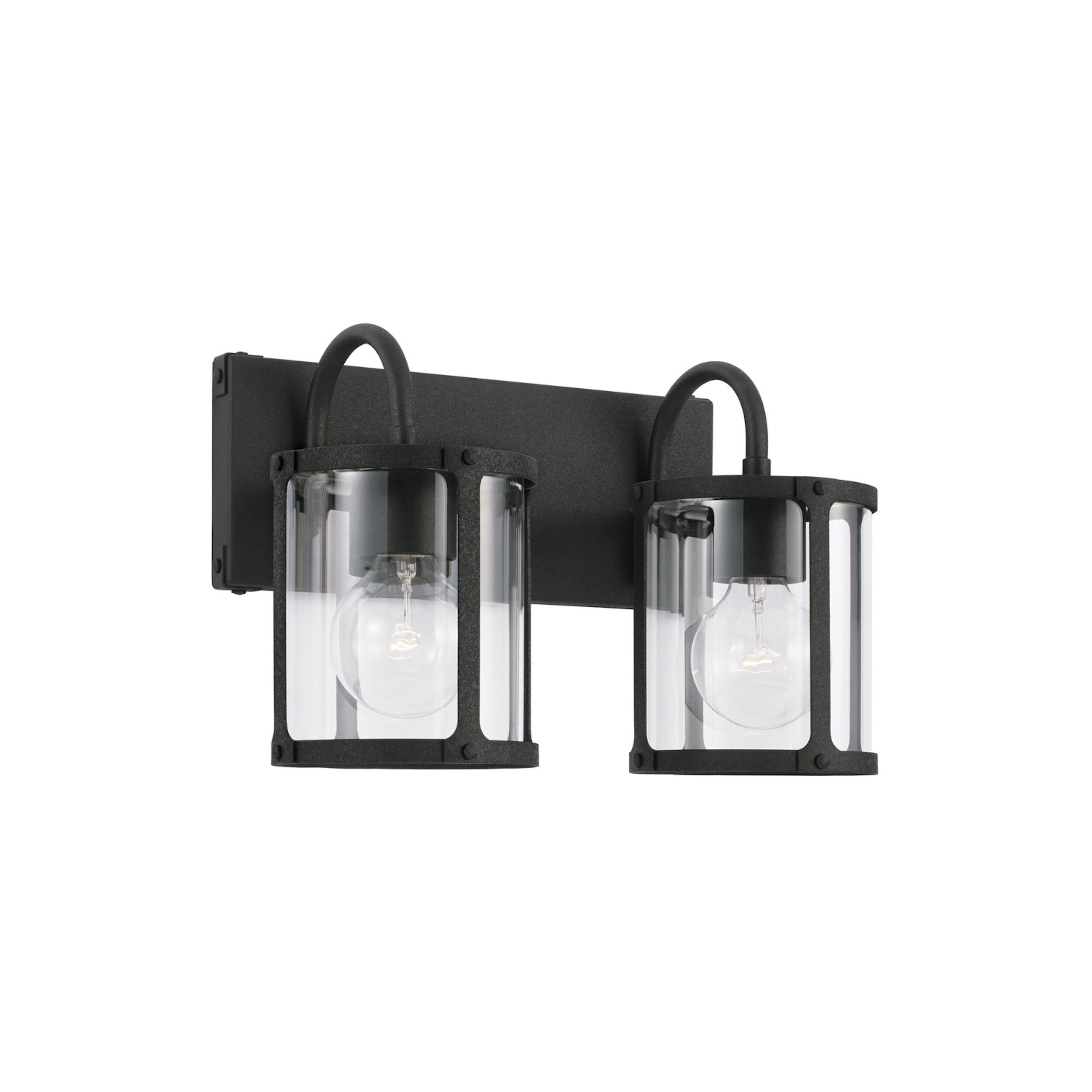 Brennen 2-light Black Iron Bath/ Vanity Fixture w/ Clear Glass - Mycitystee