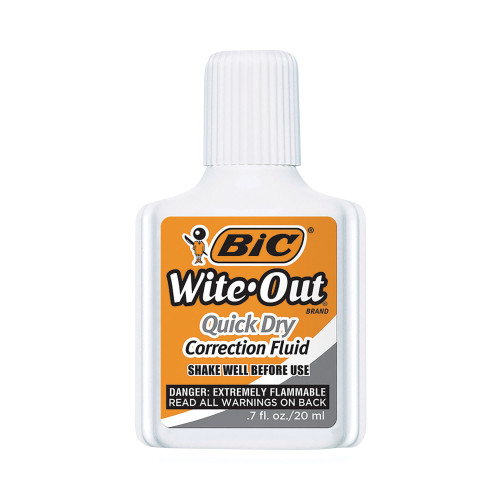 BIC Wite-Out Quick Dry Correction Fluid， 20 mL Bottle， White， 1/Dozen (WOFQD12WE) - Mycitystee