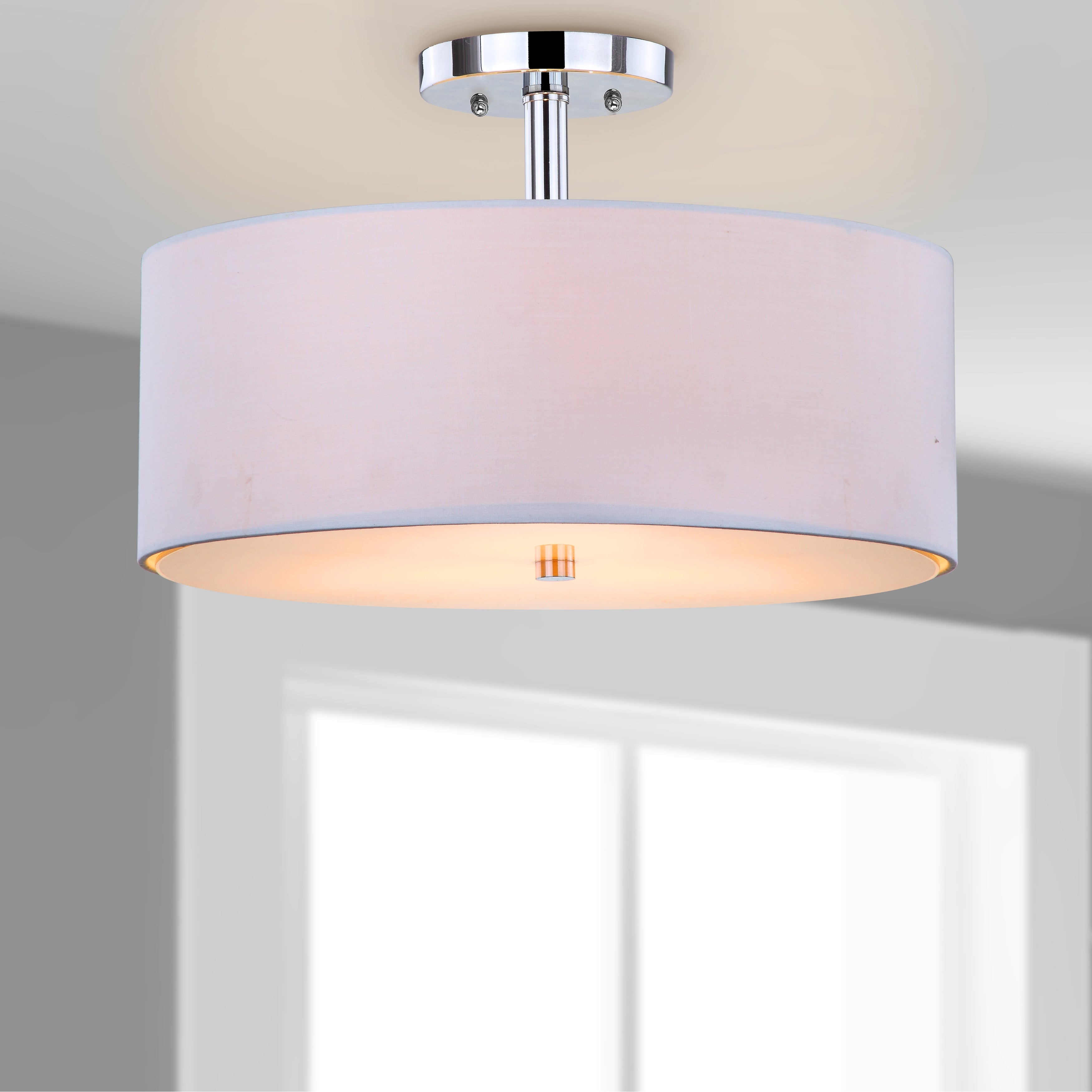 SAFAVIEH Lighting Clara 3-light Chrome Ceiling Drum Light - 16
