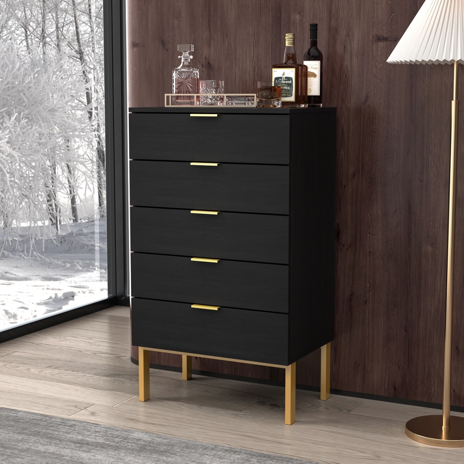 Modern 5Drawer Tall Storage Chest Dresser Stylish Functional Furniture - - 35101593 - Mycitystee