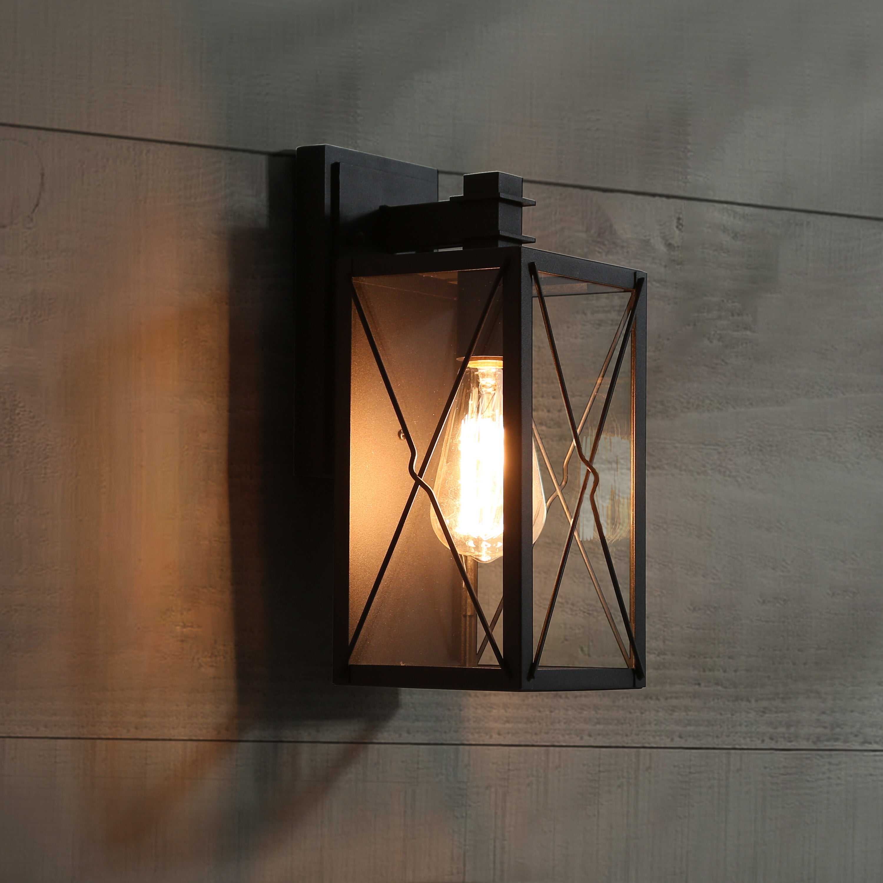 1-Light Black Lantern Outdoor Wall Sconce/Waterproof Exterior Wall Light， 5.5