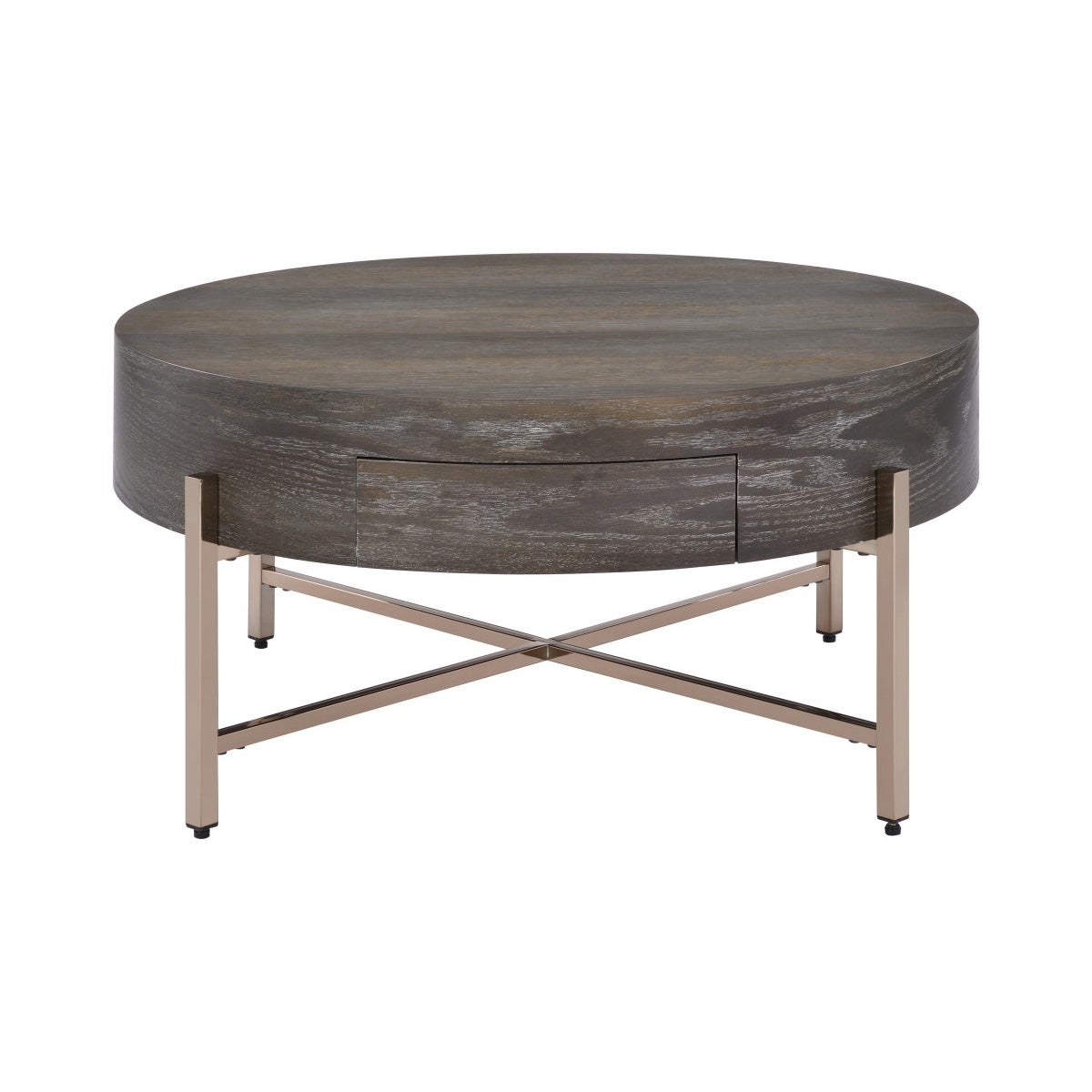 Metal Frame Coffee Table in Dark Oak and Champagne Finish - Mycitystee