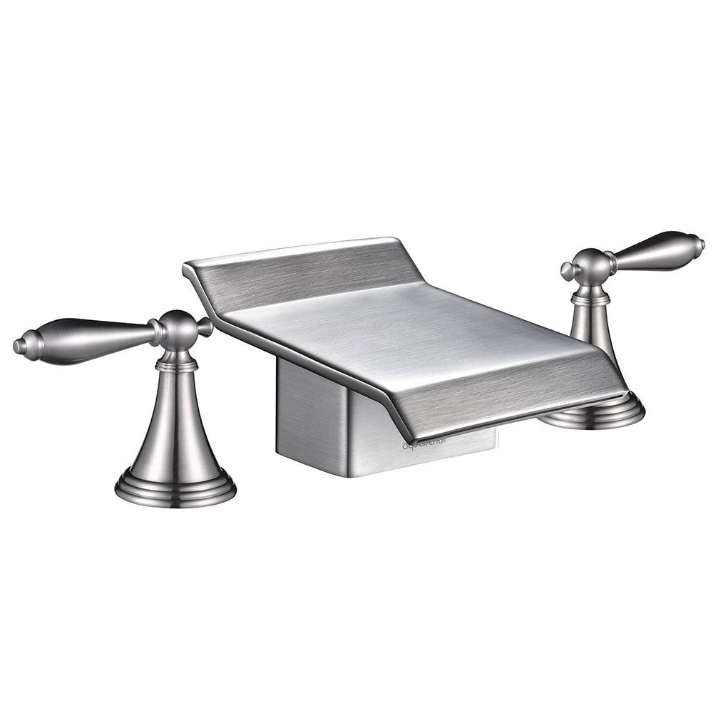 2-Handle Waterfall Faucet Bathroom Bathtub Brushed Nickel - Mycitystee