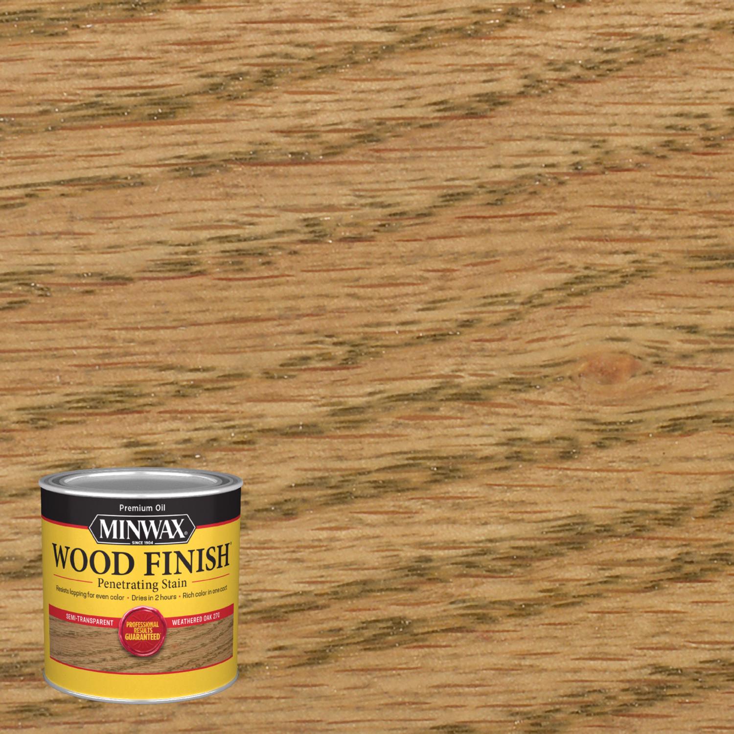 Minwax Wood Finish Semi-Transparent Weathered Oak Oil-Based Penetrating Wood Stain 0.5 pt - Mycitystee