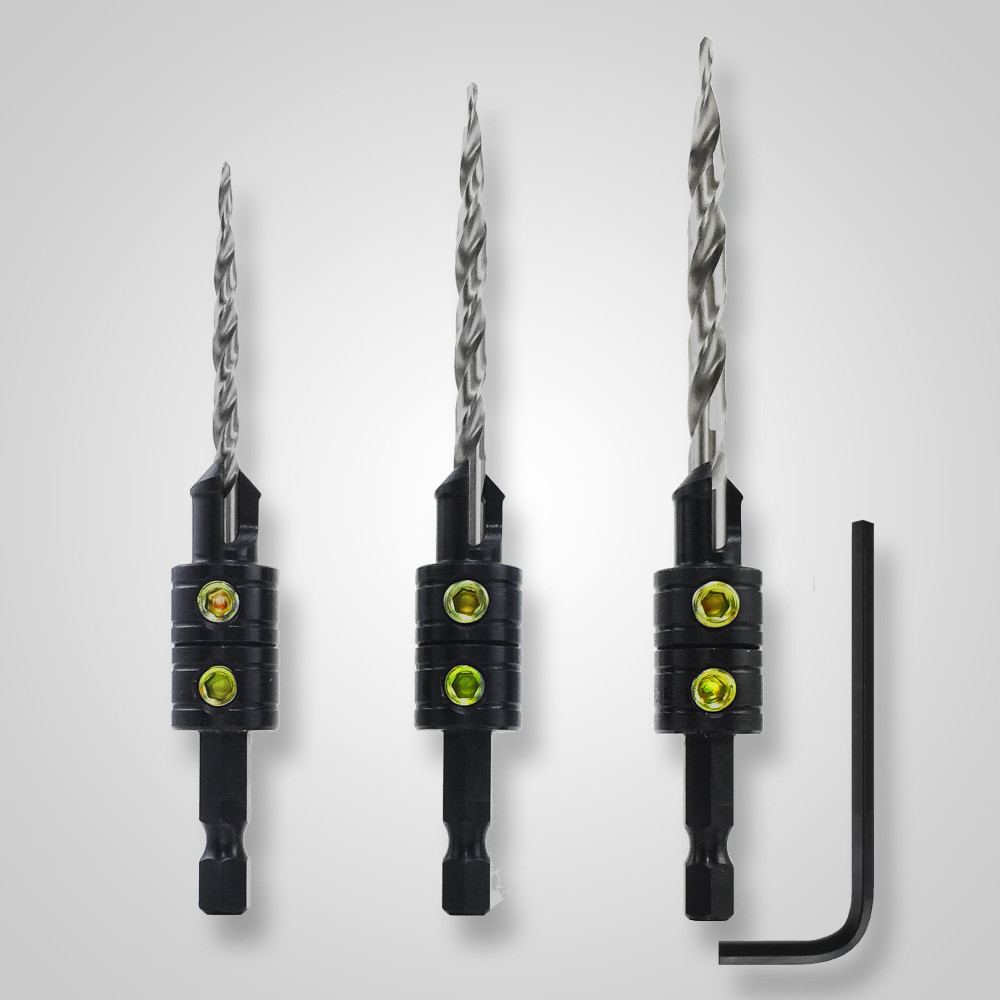 Make It Snappy Drill Bit 1/4 Hex Tapered Drill Countersink Set 3pc - Mycitystee