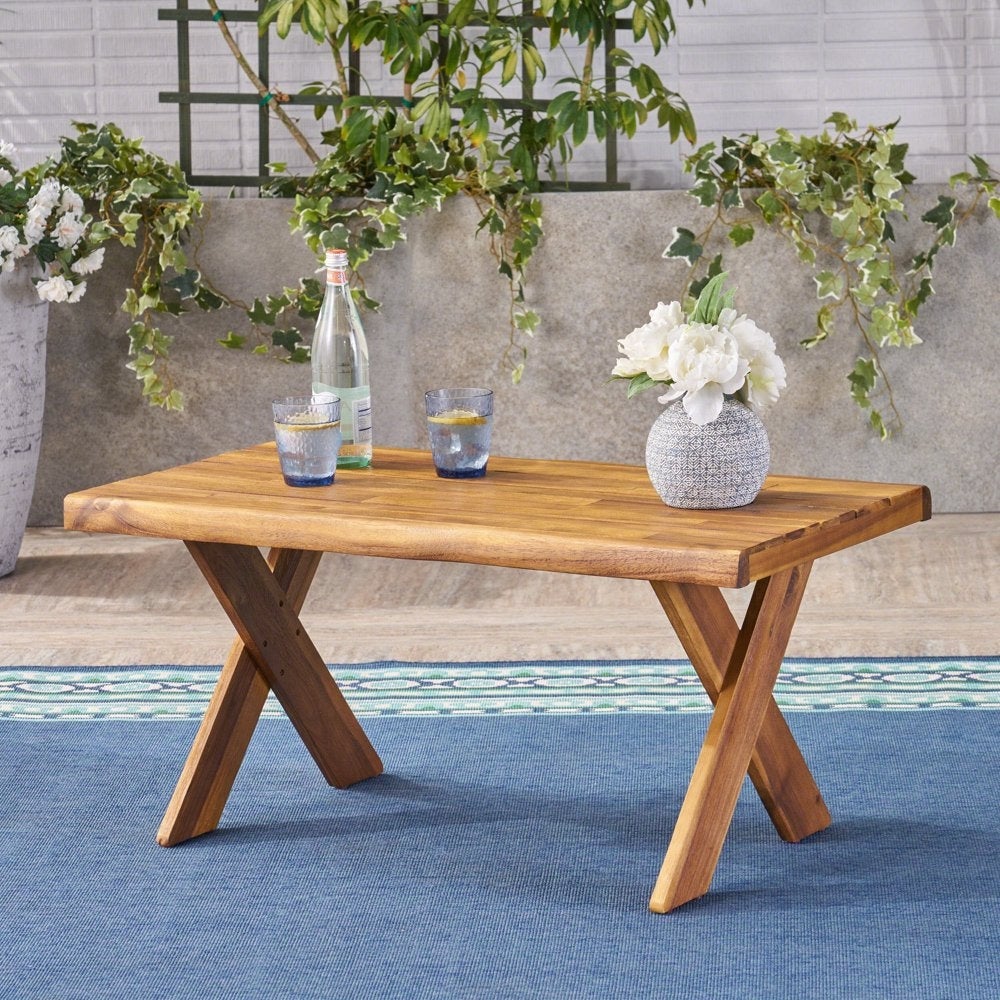 Outdoor Acacia Wood Coffee Table， Teak - Mycitystee