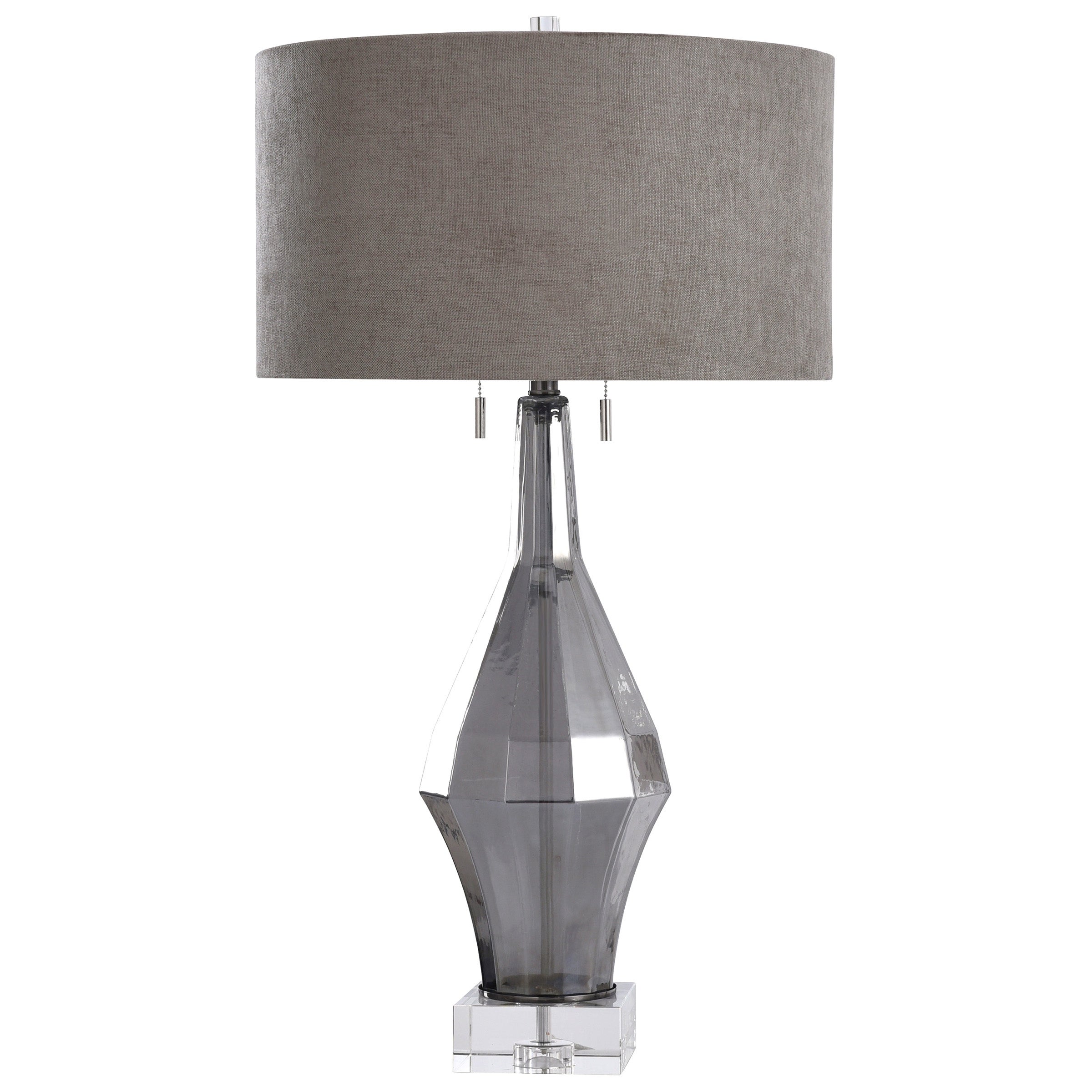 Harp and Finial Marion Smoke Table Lamp with Gray Shade - Mycitystee
