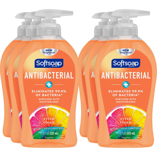 Softsoap Antibacterial Hand Soap， Crisp Clean， 11.25 oz Pump Bottle， 6/Carton (44571) - Mycitystee