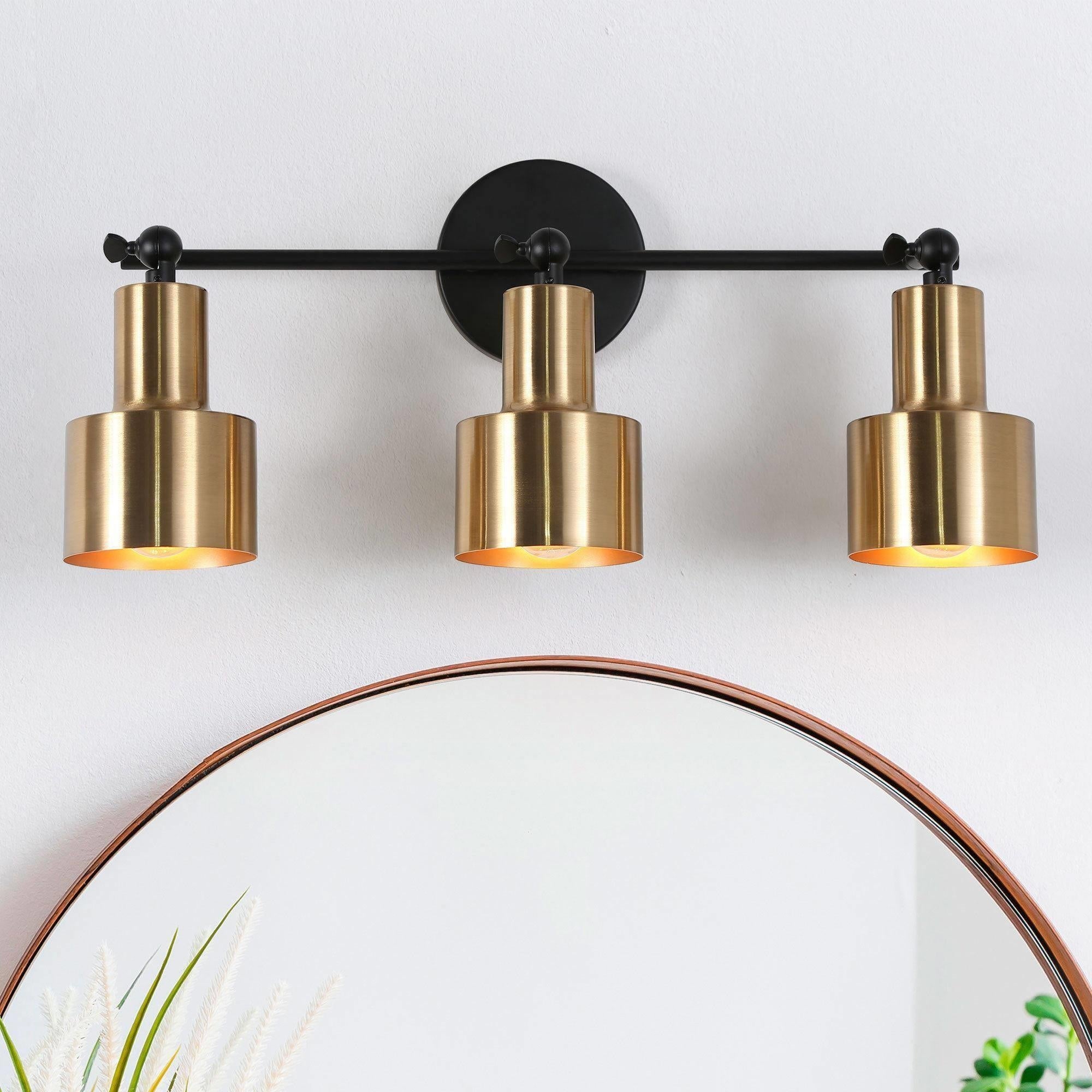 Tinka Modern Farmhouse 3-light Adjustable Bathroom Vanity Light Industrial Black Gold Wall Light Fixtures - L 20