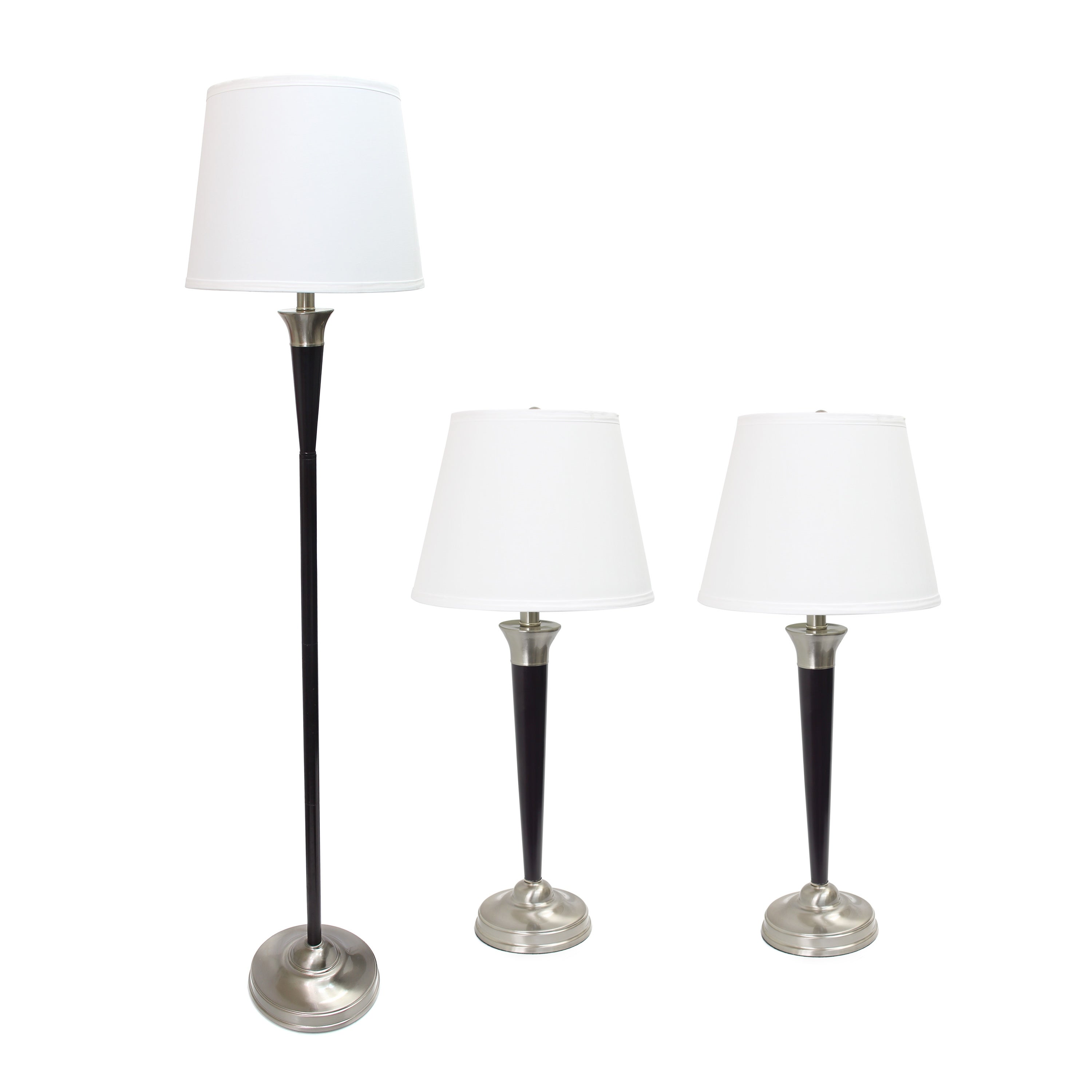 3 Piece Malbec Black Metal Lamp Set with Cream Shades - Mycitystee