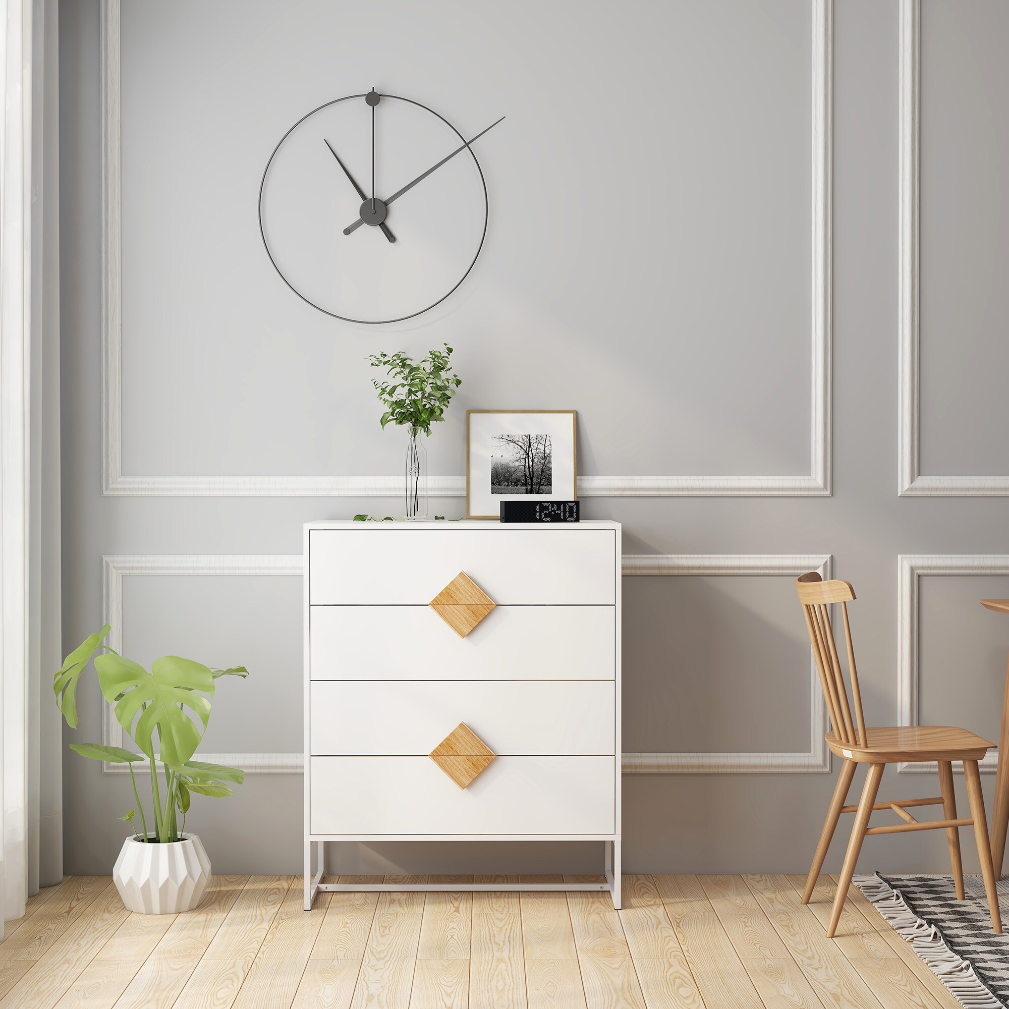 MDF special shape square handle design with 4 drawers bedroom furniture dressers - - 36092776 - Mycitystee