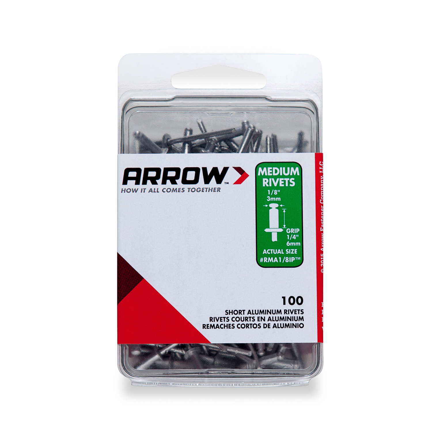 Arrow 1/8 in. D X 1/4 in. Aluminum Rivets Silver 100 pk - Mycitystee