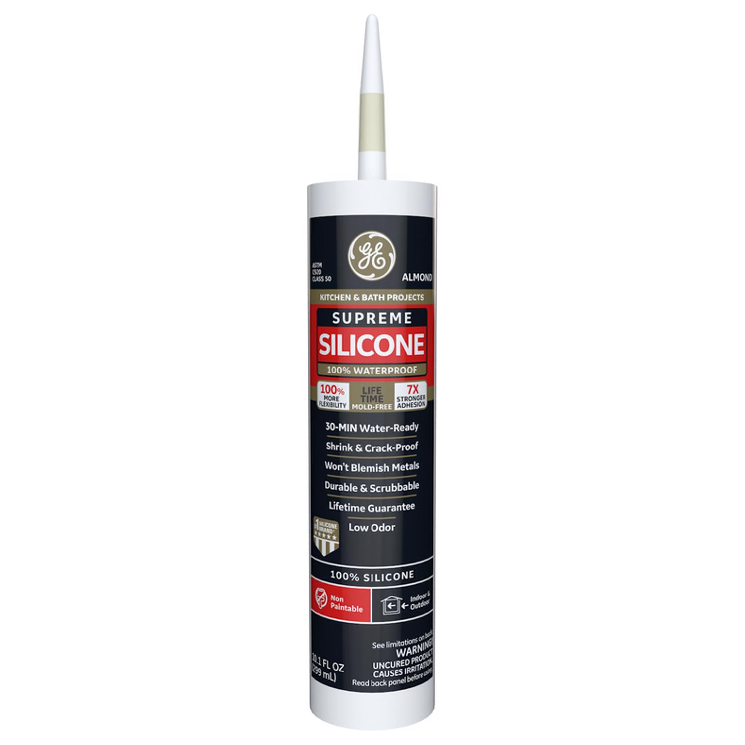 GE Supreme Almond Supreme Silicone Kitchen and Bath Caulk Sealant 10.1 oz - Mycitystee