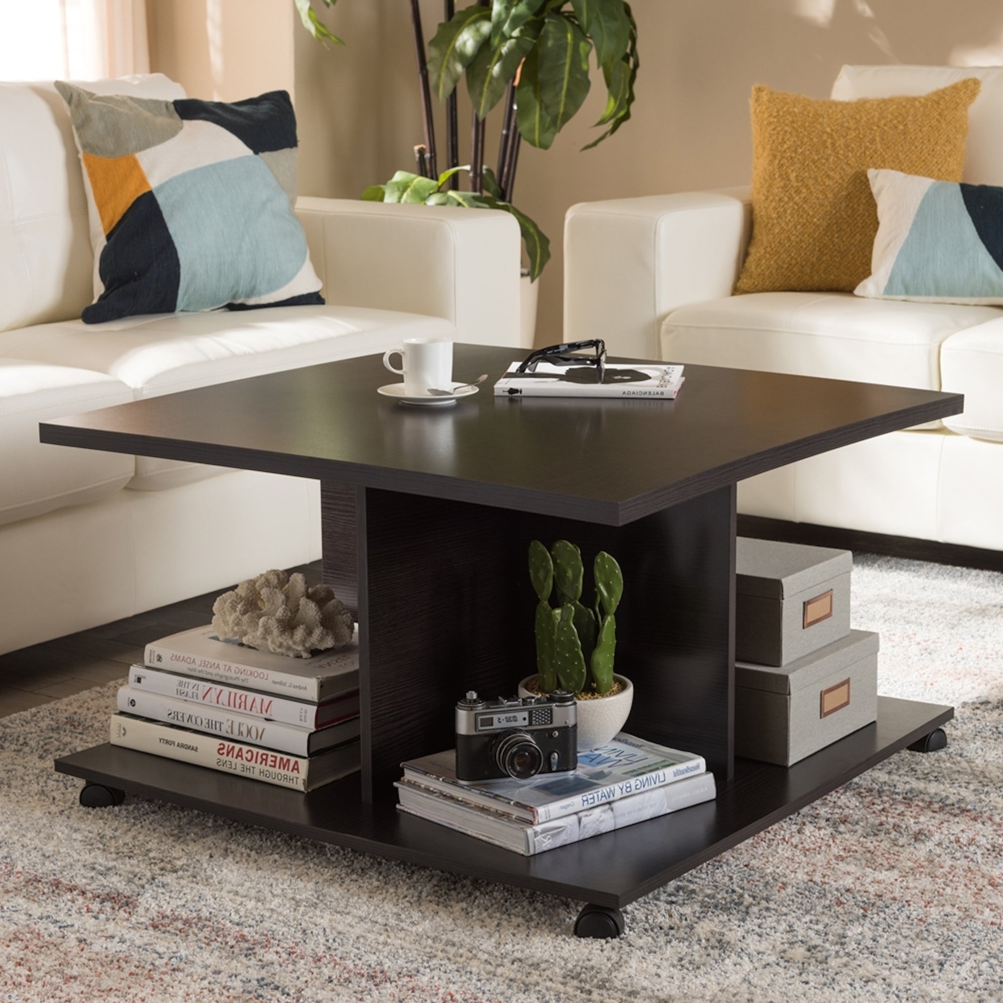 Urban Designs Suzanna Wooden Coffee Table in Wenge Brown Finish - wood - Mycitystee