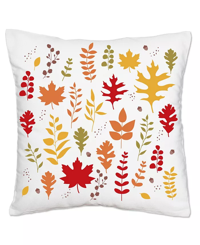 Big Dot of Happiness Fall Foliage Autumn Leaves Canvas Cushion Case Throw Pillow Cover 16 x 16 Inches - Mycitystee