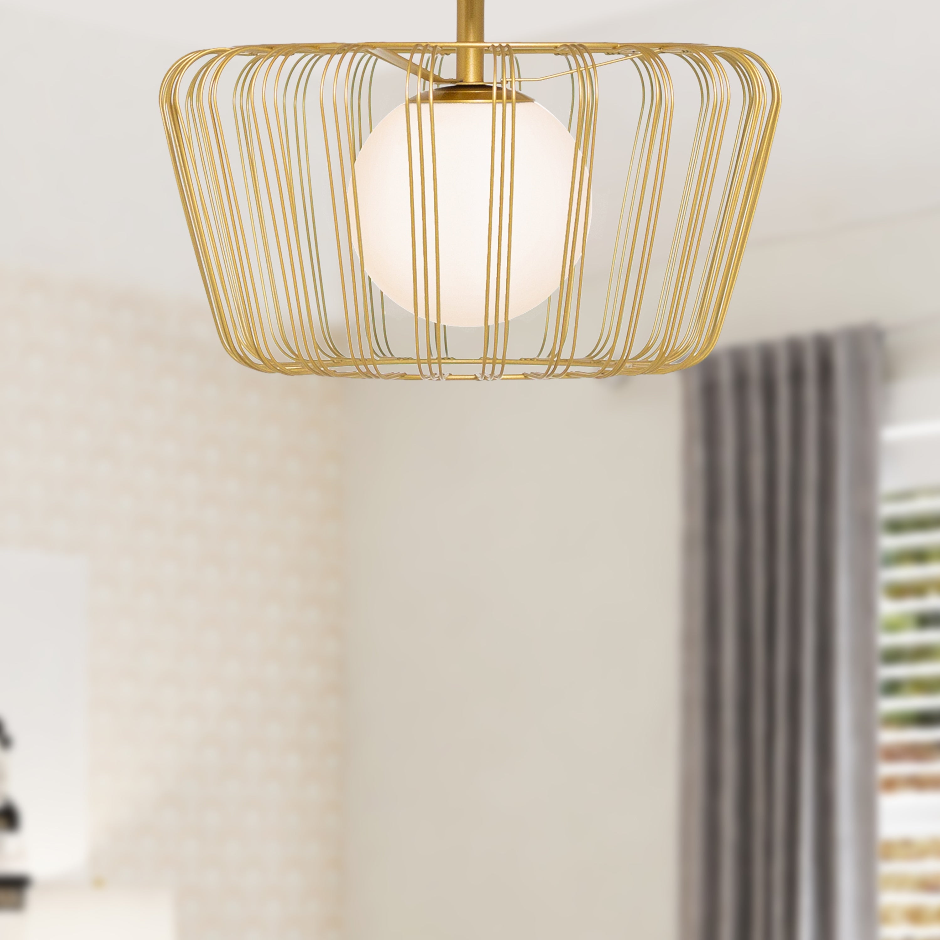 Maya River of Goods Gold- or Silver-Painted Metal 13-Inch Ceiling Light with Frosted Globe Glass Shade - Mycitystee