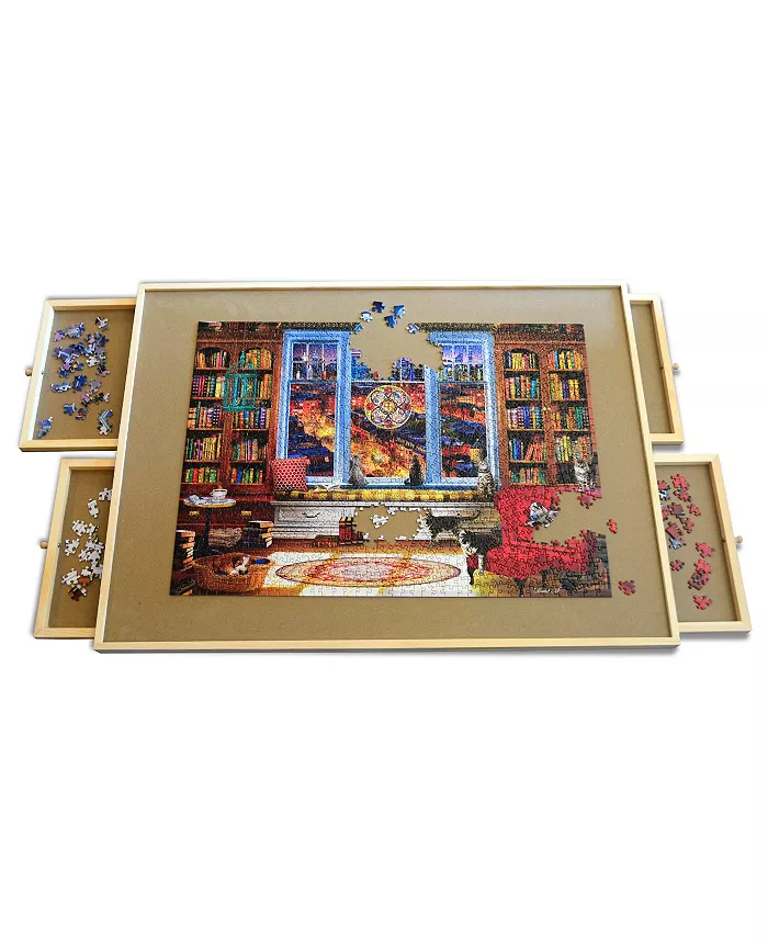 MasterPieces Puzzles Wood Puzzle Table - Fits Up to a 1500 Piece Puzzle - 35