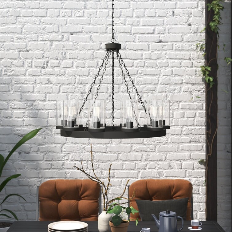 Acroma 10 Light 31In Modern Farmhouse Wagon Wheel Chandelier-UL - N/A - Mycitystee
