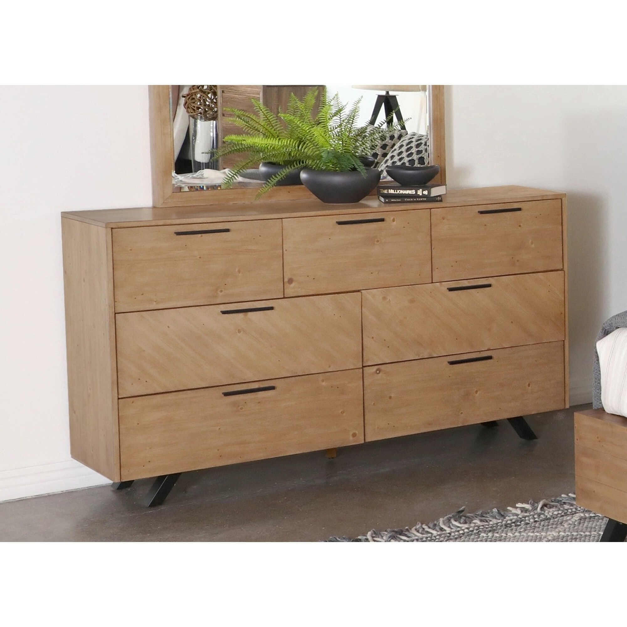 Soma Mid-century Modern Light Brown Wooden Space-saving 7 Drawer Dresser - - 37244157 - Mycitystee