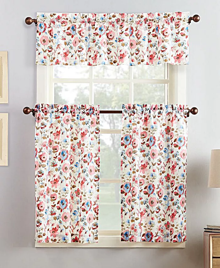 No. 918 Deana 3-Piece Floral-Print Kitchen Curtain Set - Mycitystee