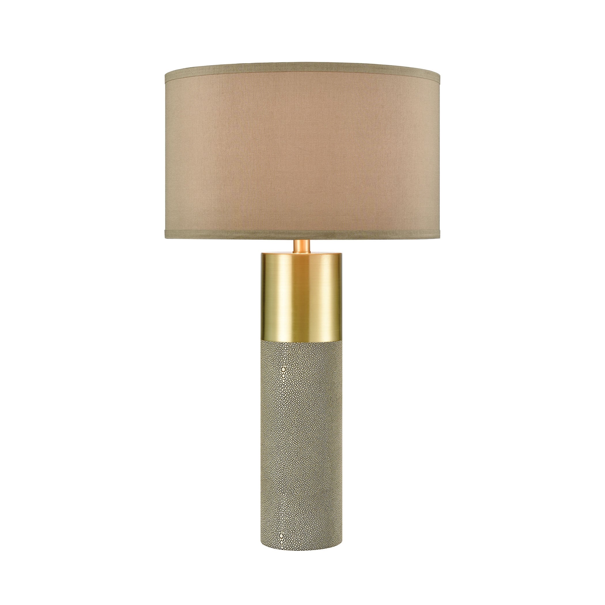 Tulle Table Lamp in Brown and Honey Brass with a Mushroom Faux Silk Shade - Mycitystee
