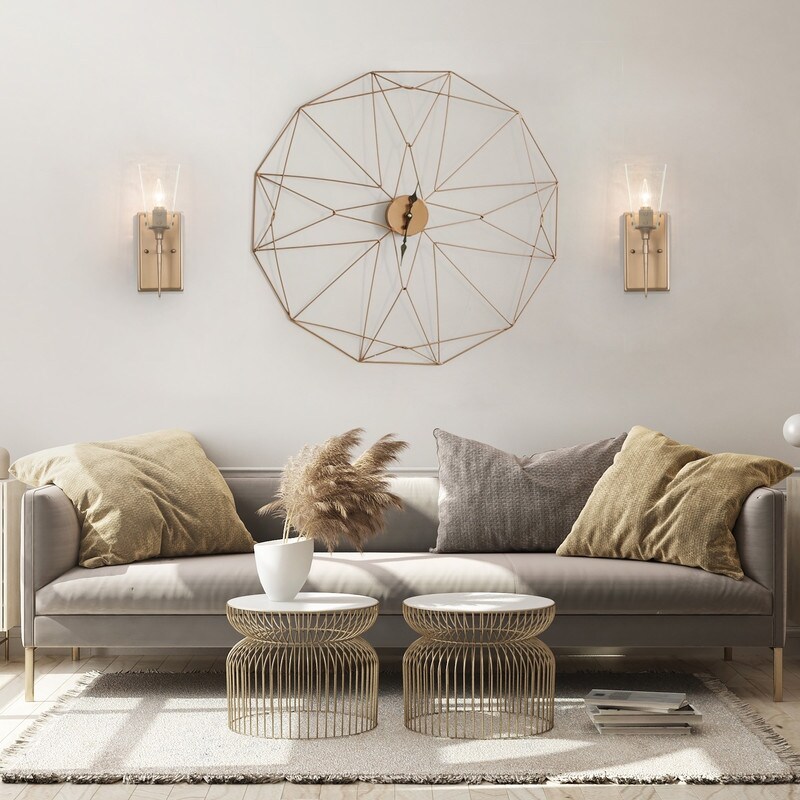 Modern Farmhouse Gold 1-Light LED Wall Sconce Single Bathroom Vanity Lights Glass Shade - Mycitystee