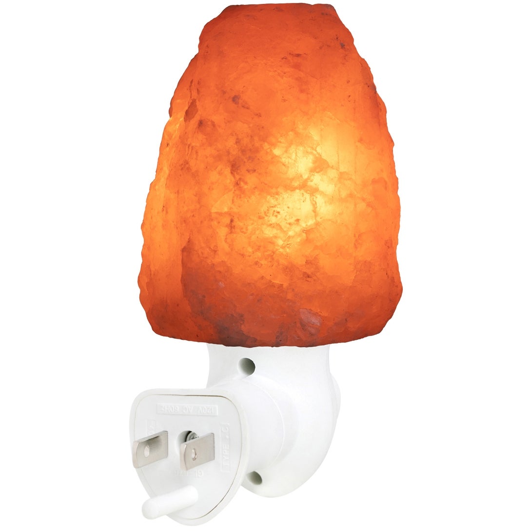 Feel Good Light Himalayan Salt Wall Plugin Mini-Lamp Himalayan Night Light w/ UL Plug; Purifying Decoration and Lighting - Orange - Mycitystee