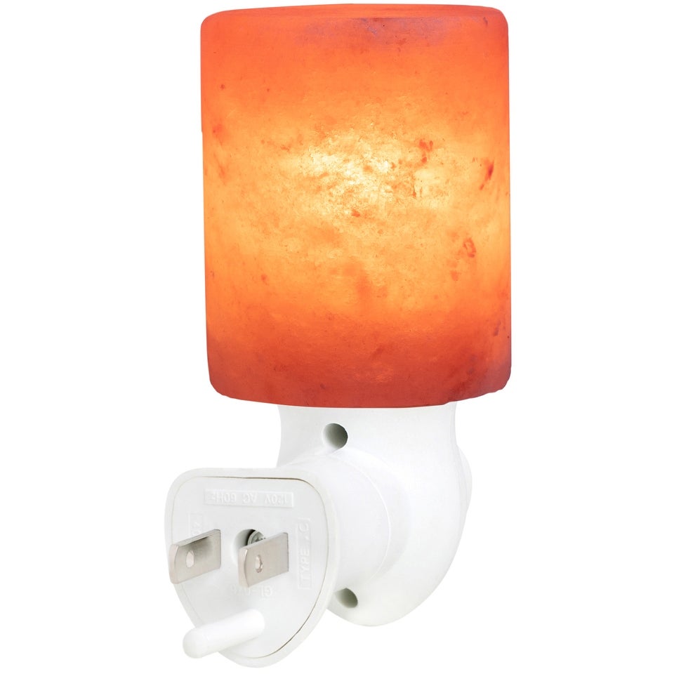 Amir Salt Lamp， Natural Himalayan Mini Hand Carved Night Light w/ UL Wall Plug for Air Purifying， Lighting and Decoration - Orange - Mycitystee