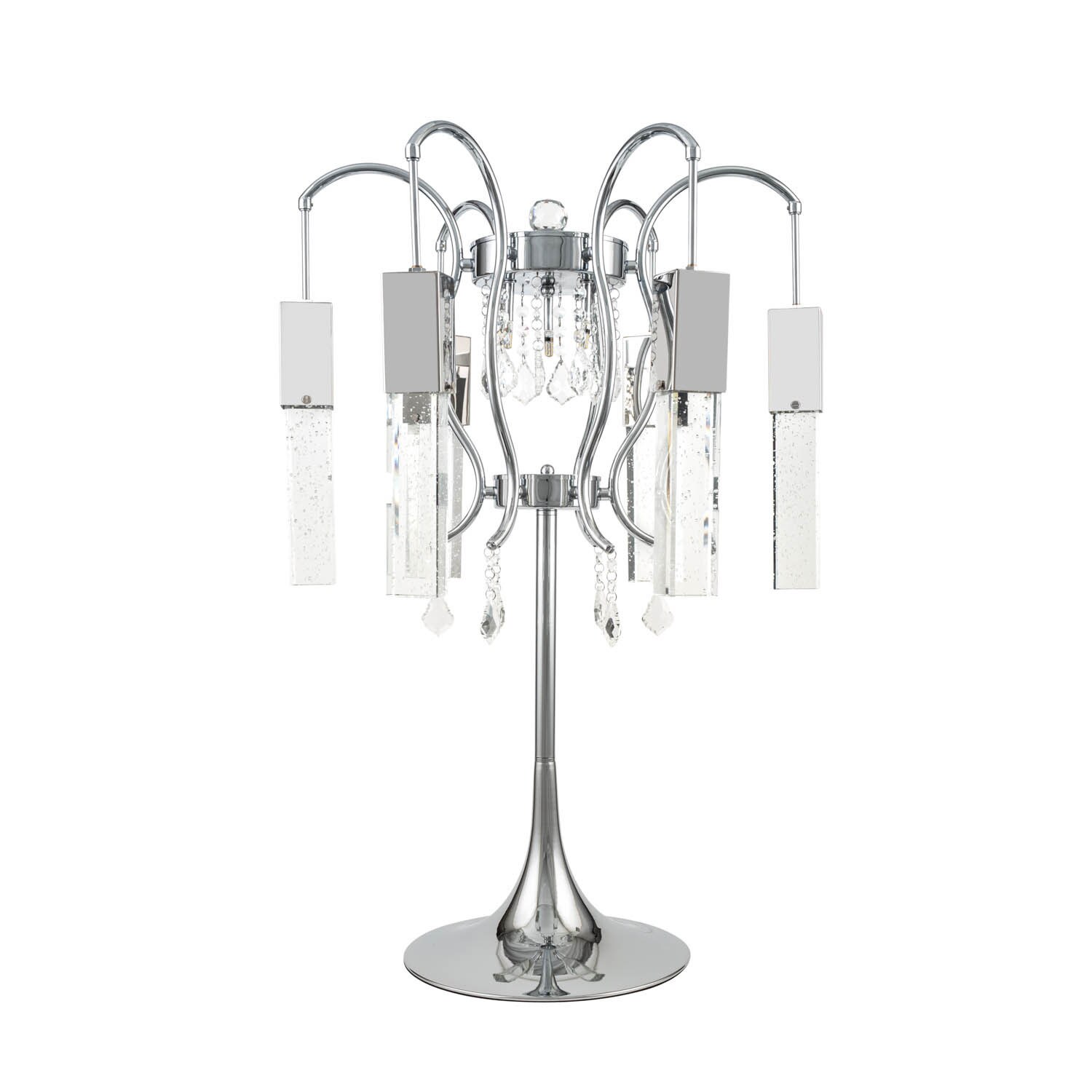 Retro Chic Silver Chrome Crystal Chandelier Table Lamp - Mycitystee