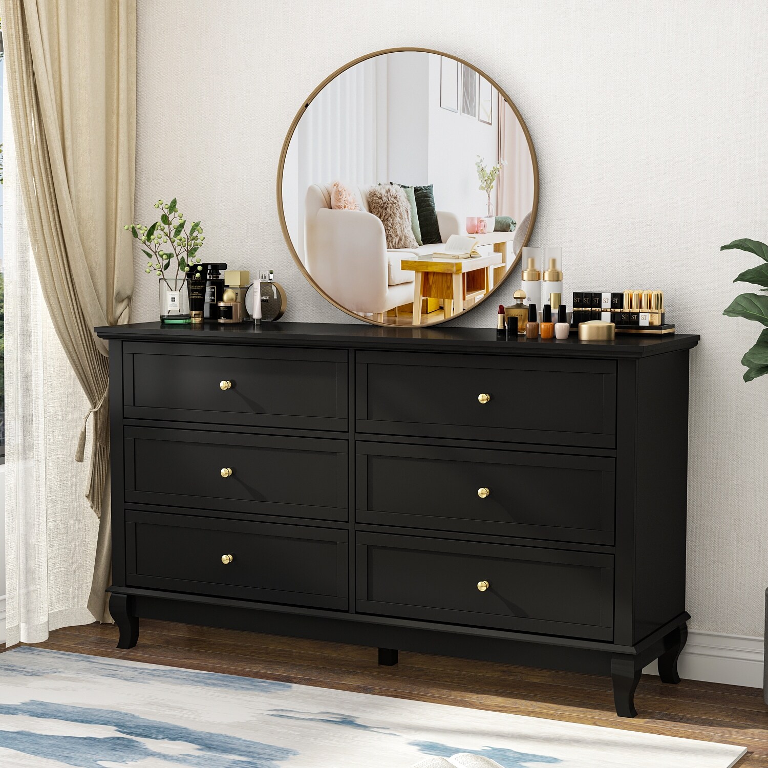 Dresser for Bedroom with Deep Drawers Wooden 6 Drawer Double Dresser - - 36294021 - Mycitystee