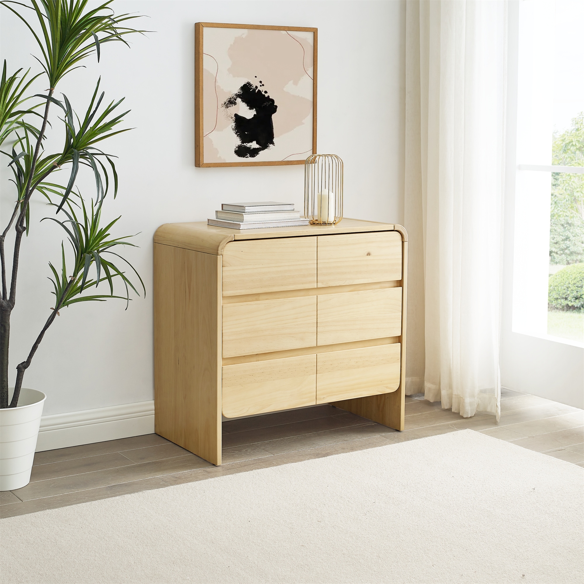 MUSEHOMEINC Modern Solid Wood 3 Drawer Dresser for Bedroom-Modern Floating Design Chests of Drawers， 3 Tier Storage Organizer - - 36653538 - Mycitystee