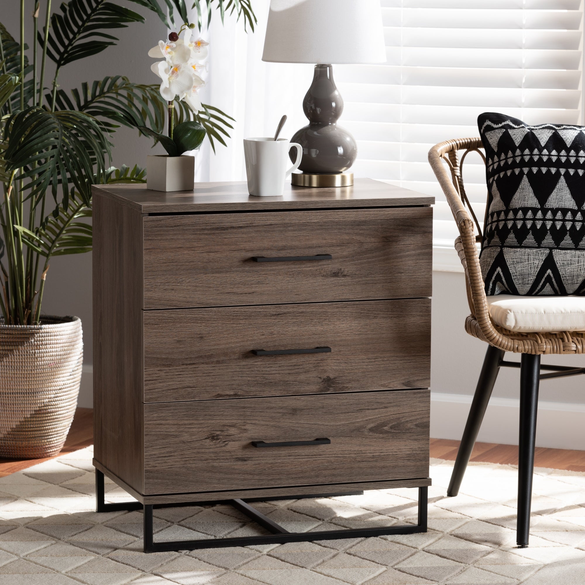 Daxton Modern Rustic Oak Finished Wood 3-Drawer Storage Chest - - 35202803 - Mycitystee