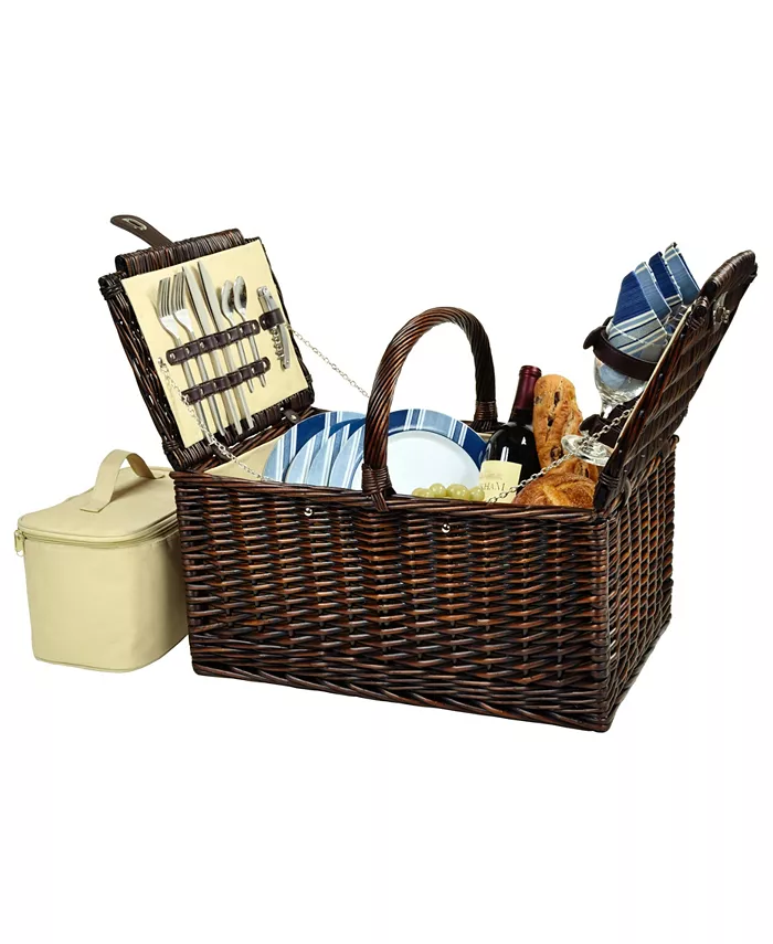 Picnic At Ascot Buckingham Willow Picnic Basket with Service for 4 - Mycitystee