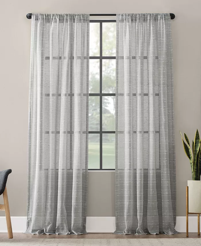Clean Window Textured Slub Stripe Anti-Dust Curtain Panel， 52