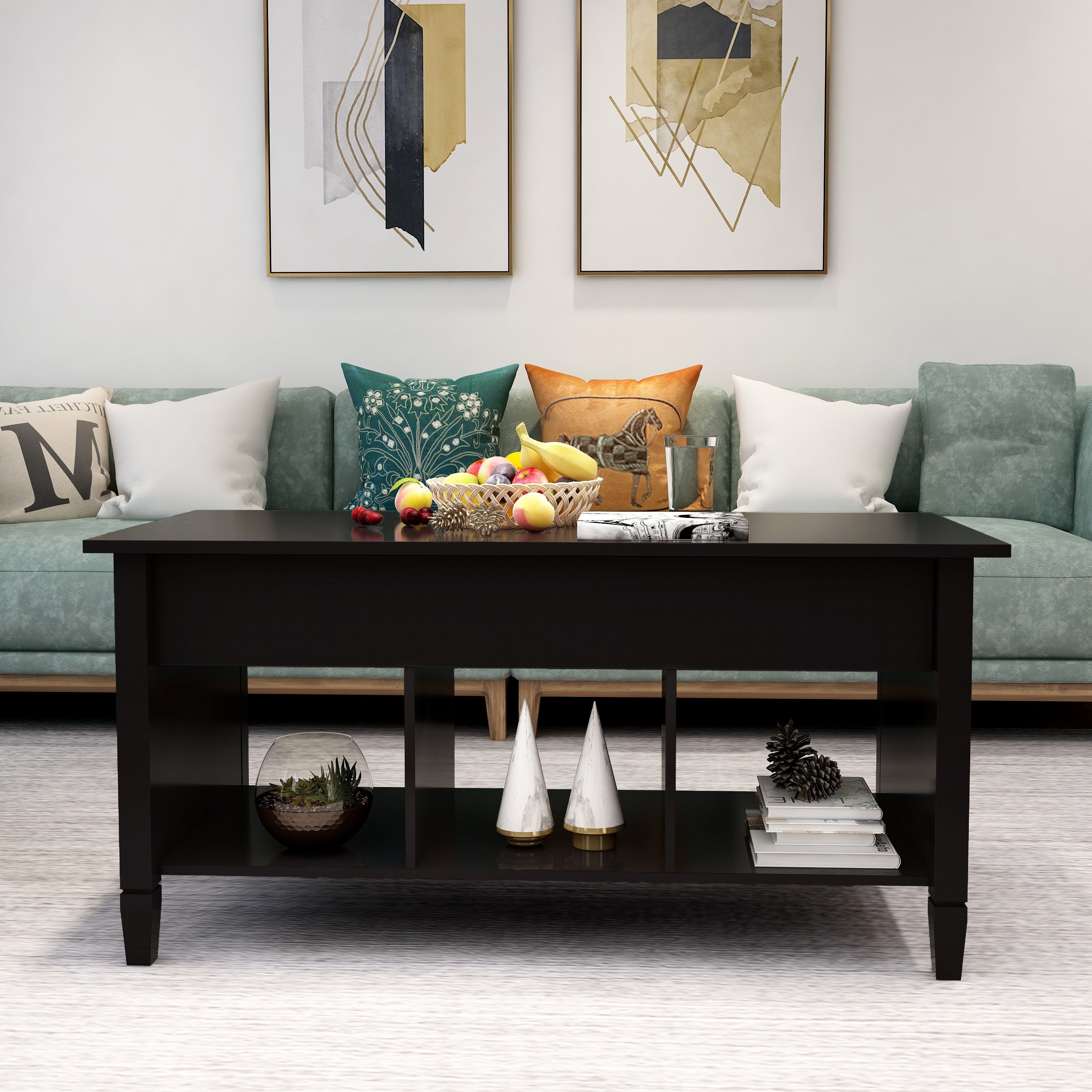 Lift Top Coffee Table-Black - Mycitystee