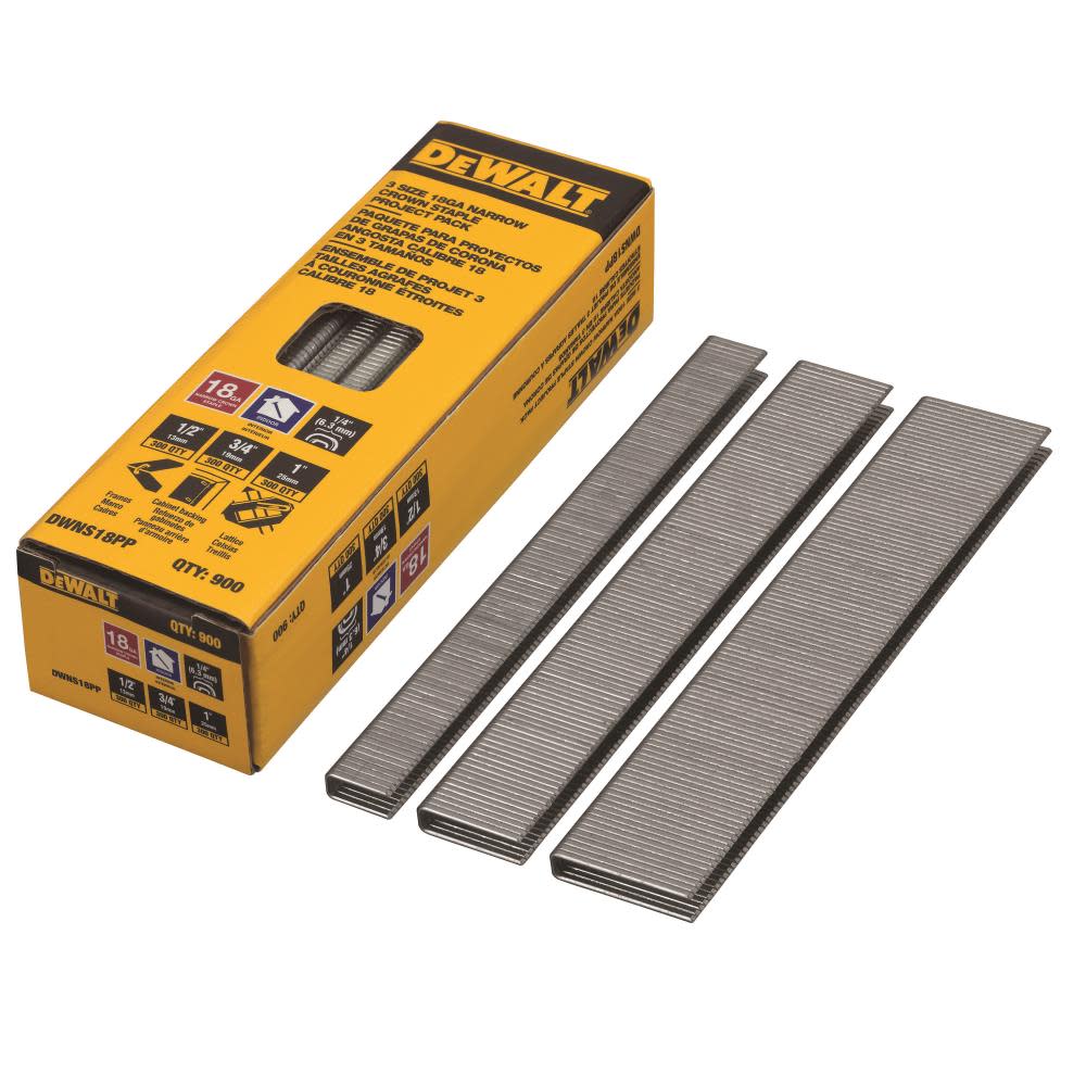 DEWALT 18 Gauge Narrow Crown Staple Project Pack DWNS18PP from DEWALT - Mycitystee