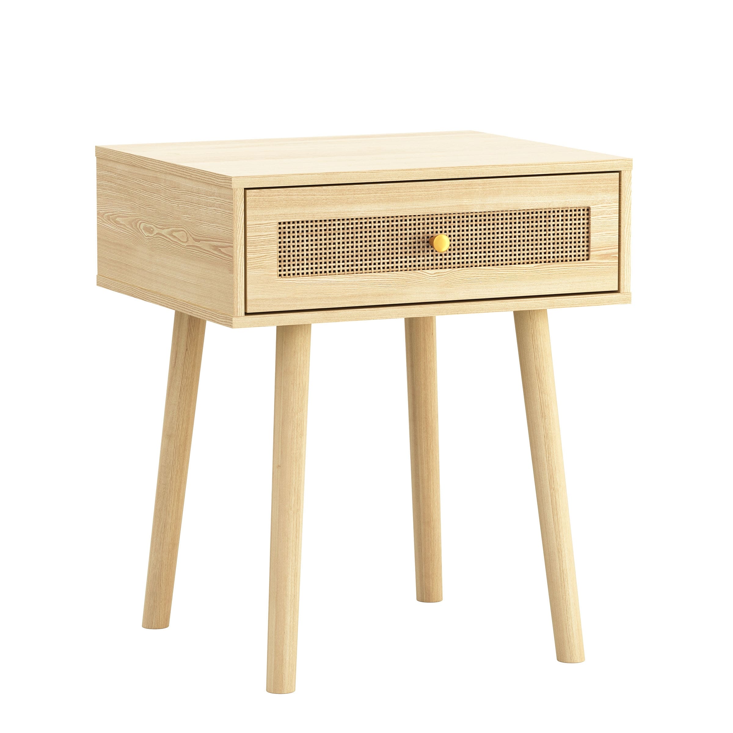 Mid-Century Modern Particle Board Square End Table with 1 Drawer for Hallway， Foyer， Den， Bedroom， or Living Room， Beige - Mycitystee