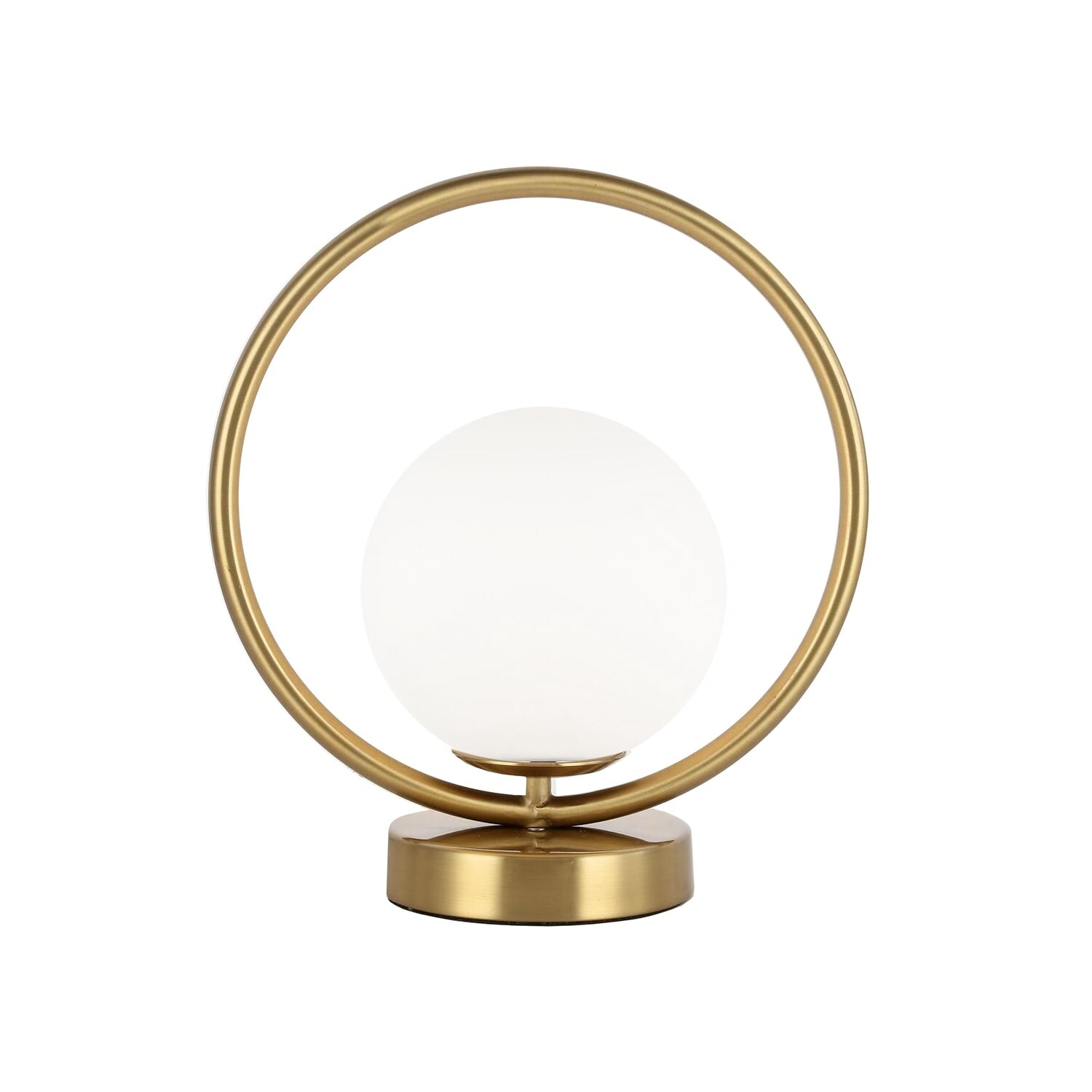 1LT Halogen Table Lamp Aged Brass w/ White Glass - Mycitystee